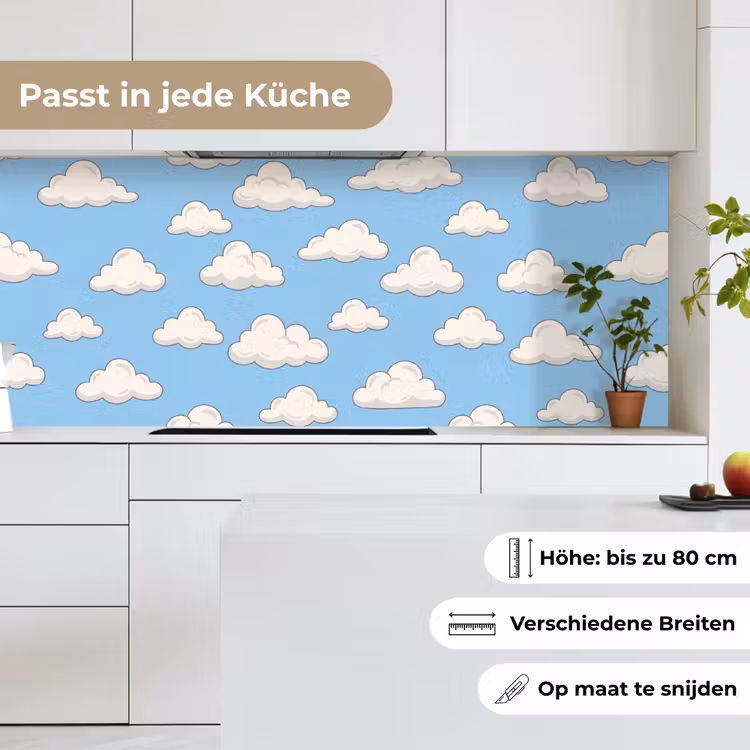 Wolk - Cartoon - Lucht - Blauw - Wit keuken achterwand 2 middel -sfeer4_DE