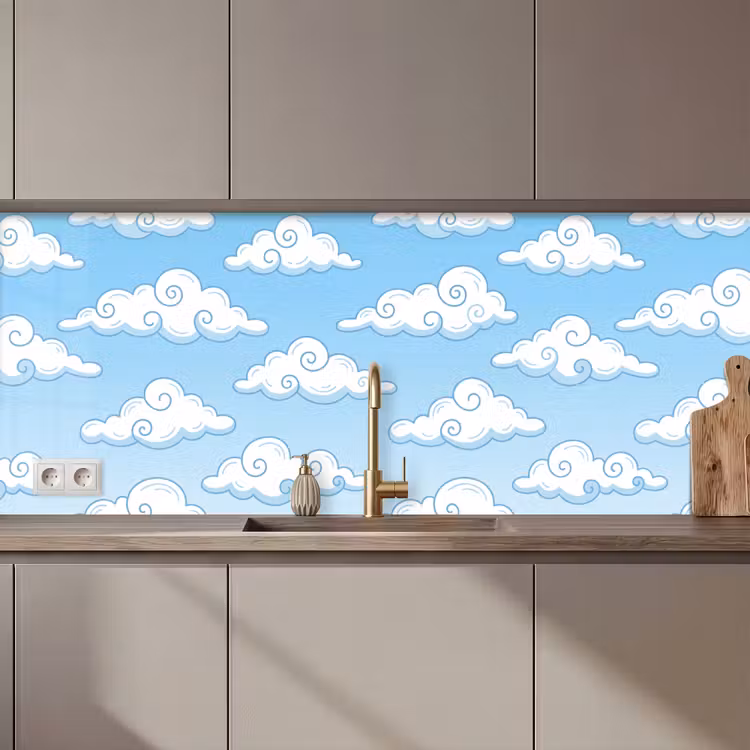 Wolk - Lucht - Cartoon - Blauw - Wit keuken achterwand 2 middel zz_3dshopping