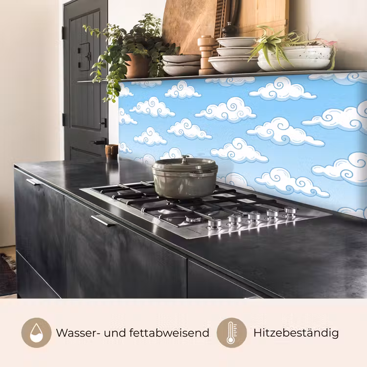 Wolk - Lucht - Cartoon - Blauw - Wit keuken achterwand 2 middel -usp_DE