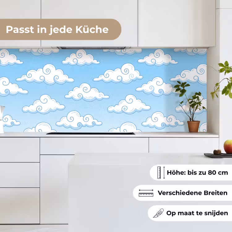 Wolk - Lucht - Cartoon - Blauw - Wit keuken achterwand 2 middel -sfeer4_DE