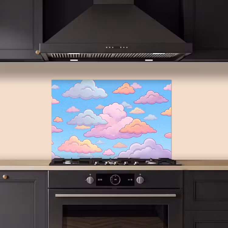 Wolk - Lucht - Natuur - Illustratie - Pastel keuken achterwand spatscherm klein -sfeer1