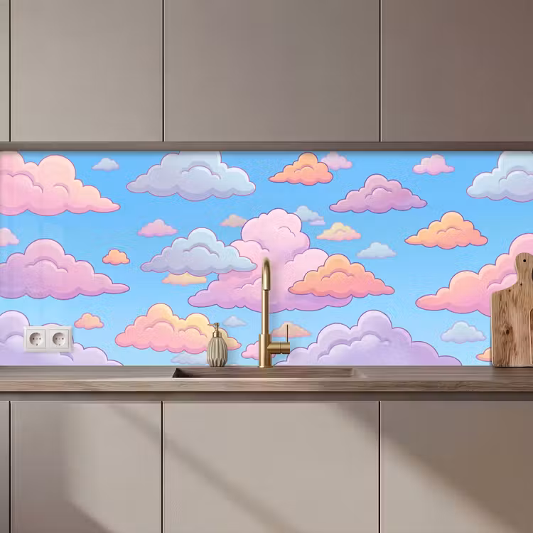 Wolk - Lucht - Natuur - Illustratie - Pastel keuken achterwand 2 middel zz_3dshopping