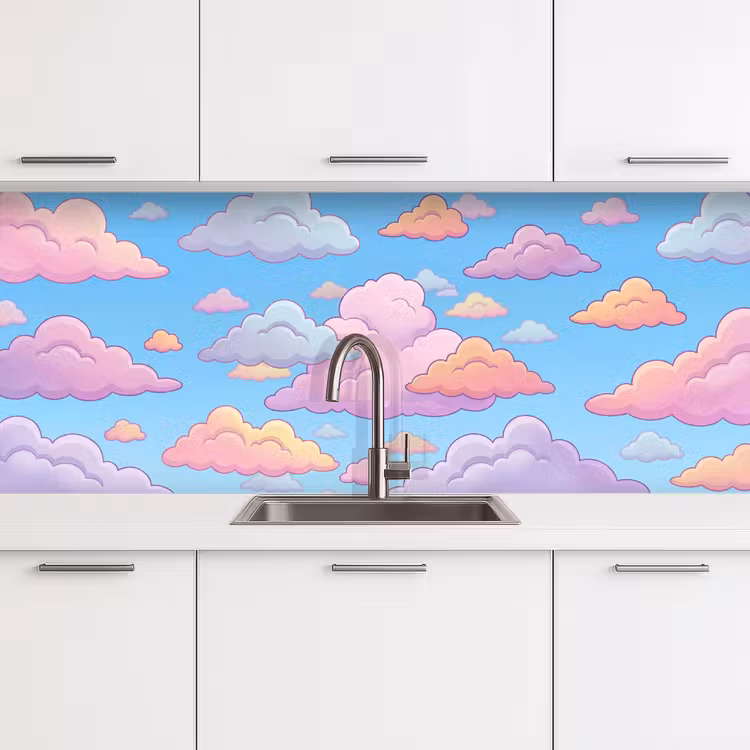 Wolk - Lucht - Natuur - Illustratie - Pastel keuken achterwand 2 middel -3d