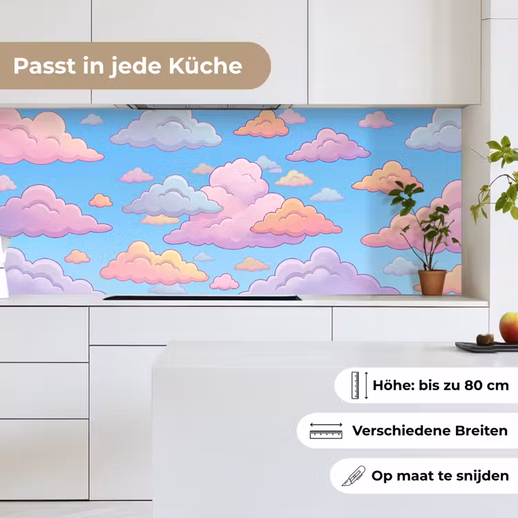 Wolk - Lucht - Natuur - Illustratie - Pastel keuken achterwand 2 middel -sfeer4_DE