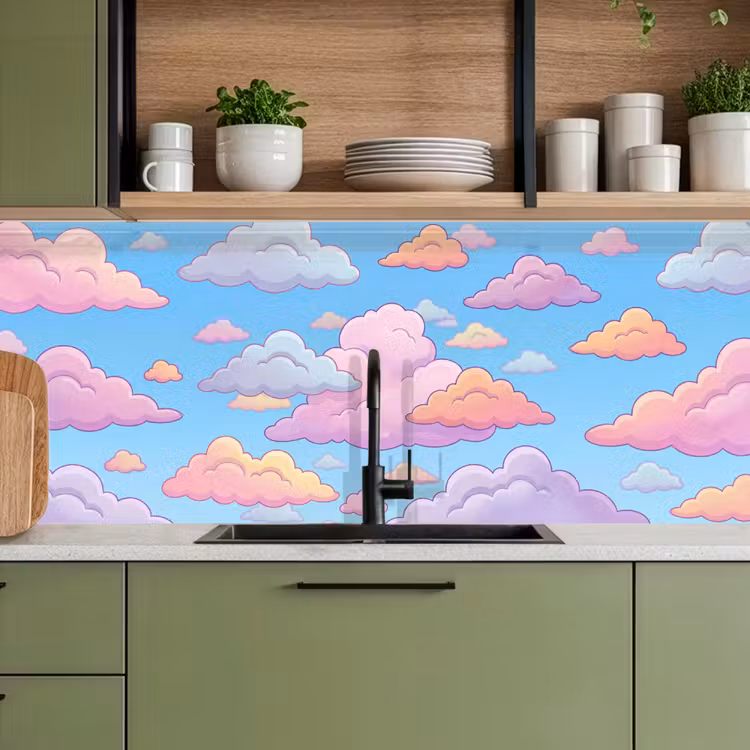 Wolk - Lucht - Natuur - Illustratie - Pastel keuken achterwand 2 middel -sfeer3