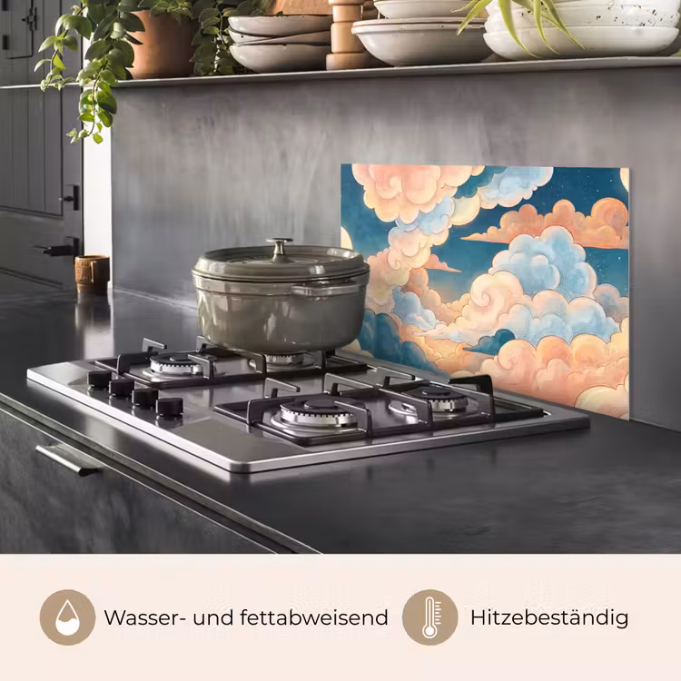Wolk - Lucht - Natuur - Illustratief - Oranje keuken achterwand spatscherm klein -usp_DE