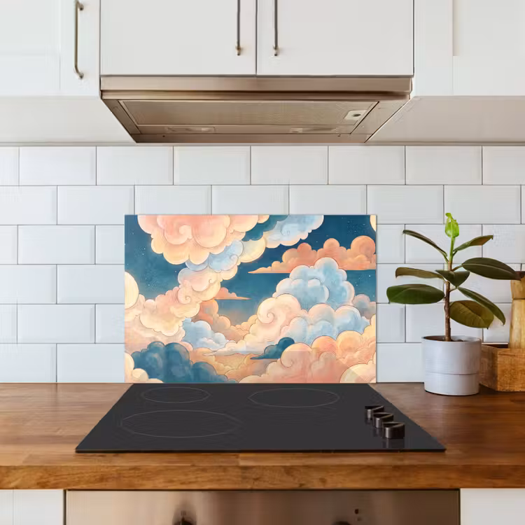Wolk - Lucht - Natuur - Illustratief - Oranje keuken achterwand spatscherm klein -sfeer2
