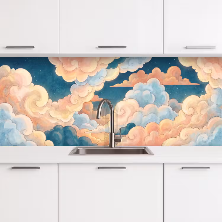 Wolk - Lucht - Natuur - Illustratief - Oranje keuken achterwand 2 middel -3d