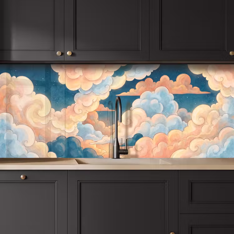 Wolk - Lucht - Natuur - Illustratief - Oranje keuken achterwand 2 middel -sfeer1