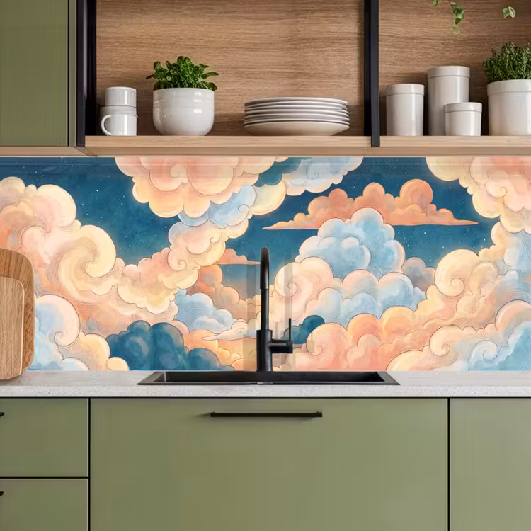 Wolk - Lucht - Natuur - Illustratief - Oranje keuken achterwand 2 middel -sfeer3