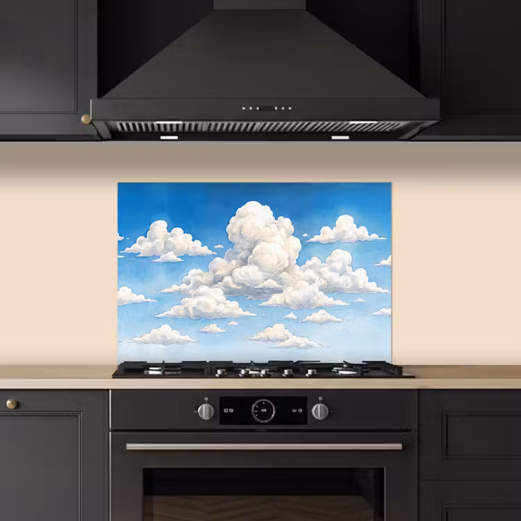Wolken - Blauwe lucht - Natuur - Modern - Wit keuken achterwand spatscherm klein -sfeer1