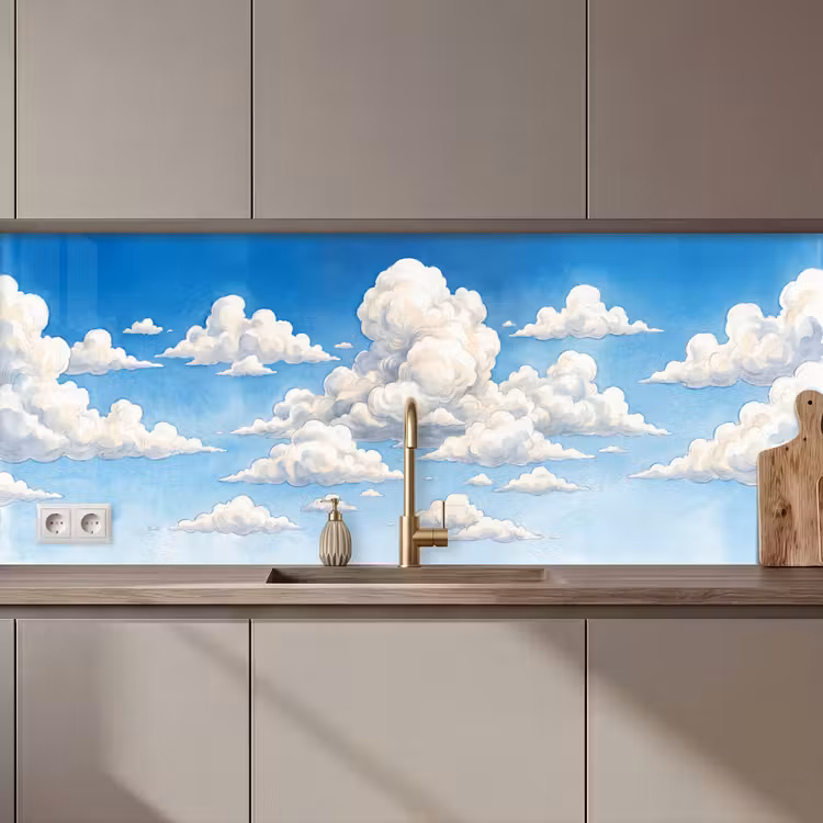 Wolken - Blauwe lucht - Natuur - Modern - Wit keuken achterwand 2 middel zz_3dshopping