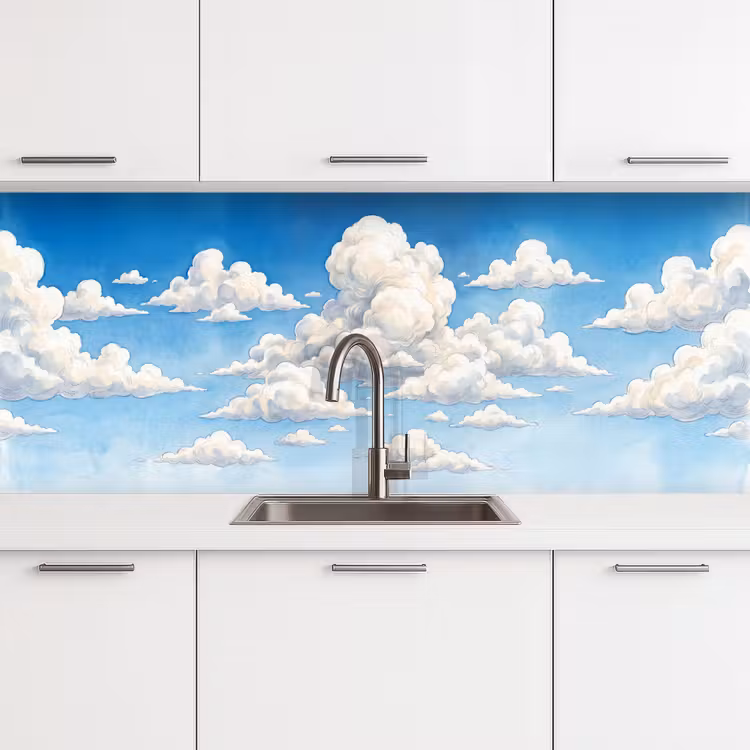 Wolken - Blauwe lucht - Natuur - Modern - Wit keuken achterwand 2 middel -3d