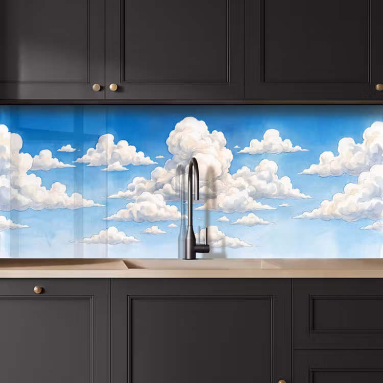 Wolken - Blauwe lucht - Natuur - Modern - Wit keuken achterwand 2 middel -sfeer1
