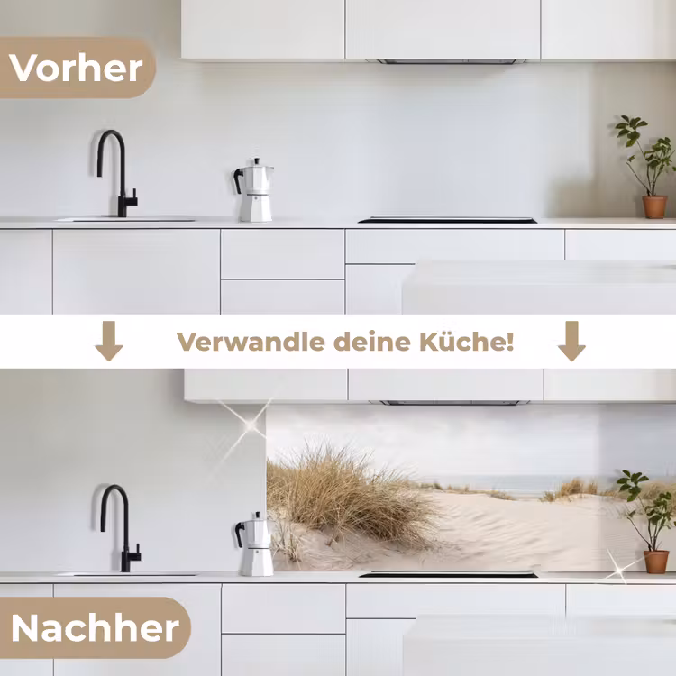 Wolken - Duinlandschap - Zand keuken achterwand 2 middel -voor-na_DE