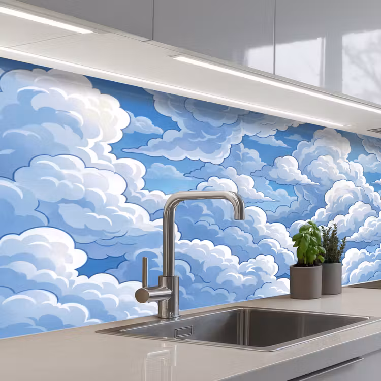 Wolken - Hemel - Abstract - Wit keuken achterwand 2 middel -3d_schuin