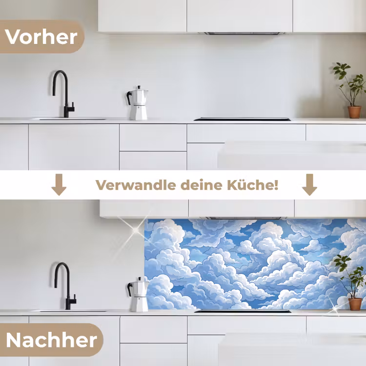 Wolken - Hemel - Abstract - Wit keuken achterwand 2 middel -voor-na_DE