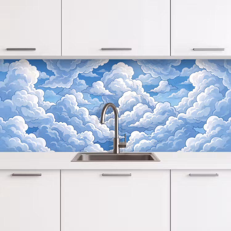 Wolken - Hemel - Abstract - Wit keuken achterwand 2 middel -3d