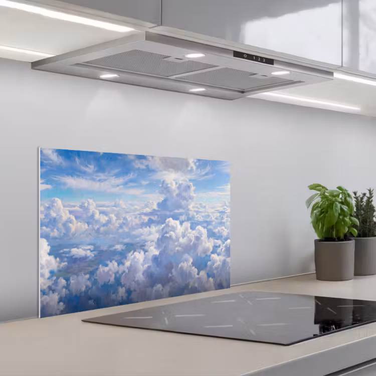 Wolken - Lucht - Natuur - Abstract - Blauw keuken achterwand spatscherm klein -3d_schuin