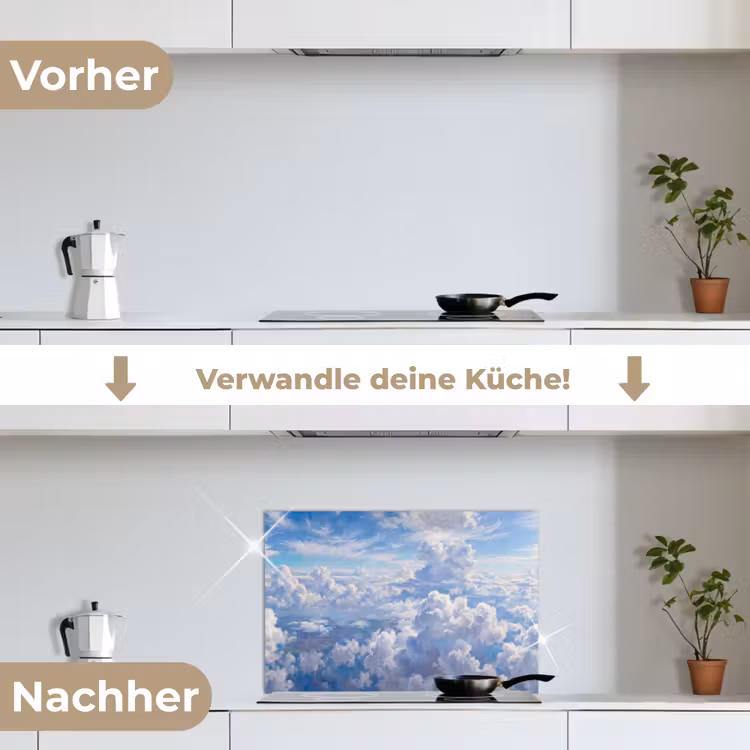 Wolken - Lucht - Natuur - Abstract - Blauw keuken achterwand spatscherm klein -voor_na_DE
