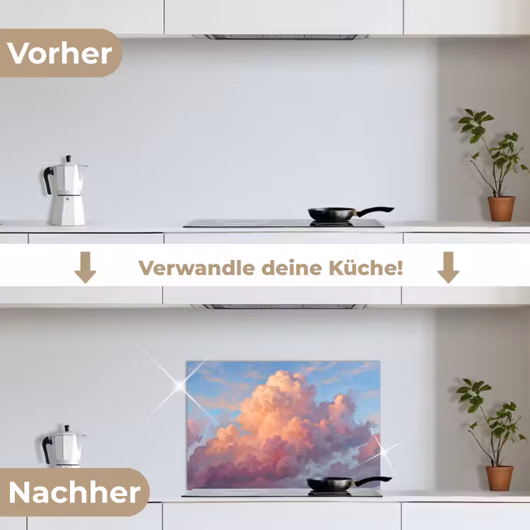 Wolken - Lucht - Natuur - Abstract - Kleurrijk keuken achterwand spatscherm klein -voor_na_DE
