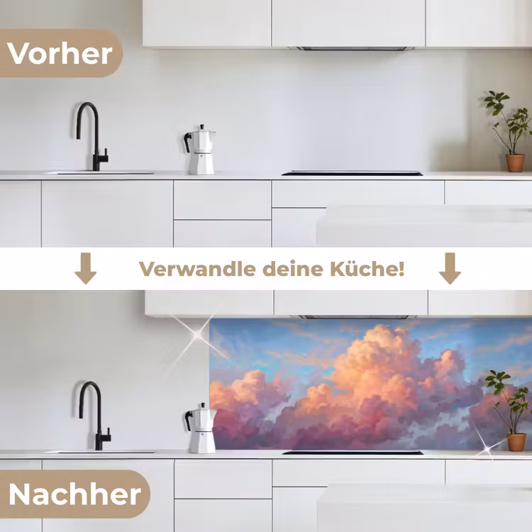 Wolken - Lucht - Natuur - Abstract - Kleurrijk keuken achterwand 2 middel -voor-na_DE