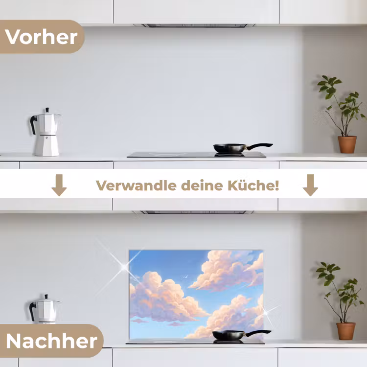 Wolken - Lucht - Natuur - Blauw keuken achterwand spatscherm klein -voor_na_DE
