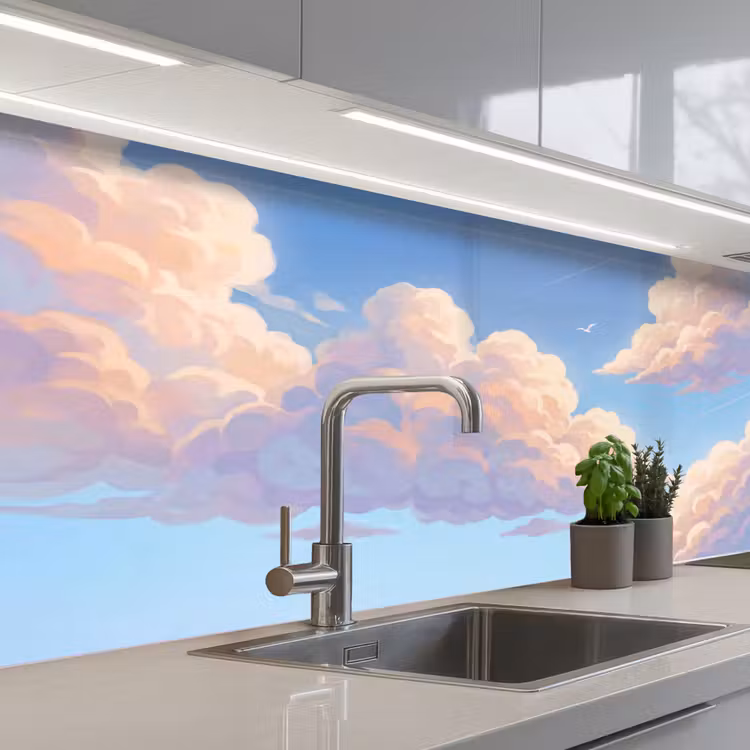 Wolken - Lucht - Natuur - Blauw keuken achterwand 2 middel -3d_schuin
