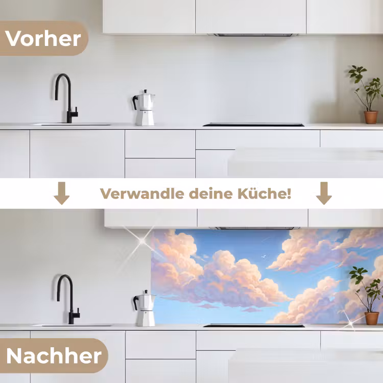 Wolken - Lucht - Natuur - Blauw keuken achterwand 2 middel -voor-na_DE