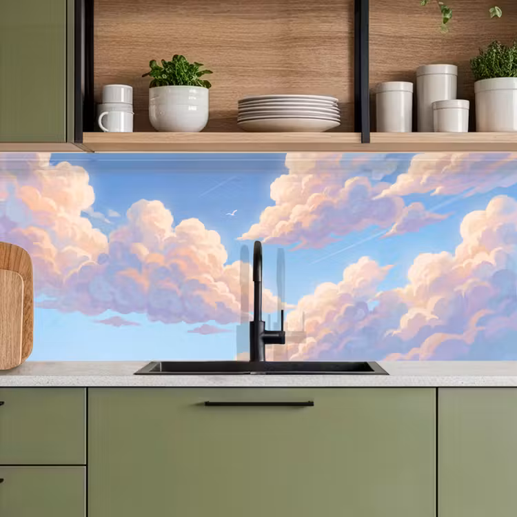 Wolken - Lucht - Natuur - Blauw keuken achterwand 2 middel -sfeer3