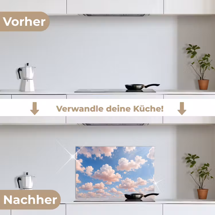 Wolken - Hemel - Natuur - Licht - Blauw keuken achterwand spatscherm klein -voor_na_DE