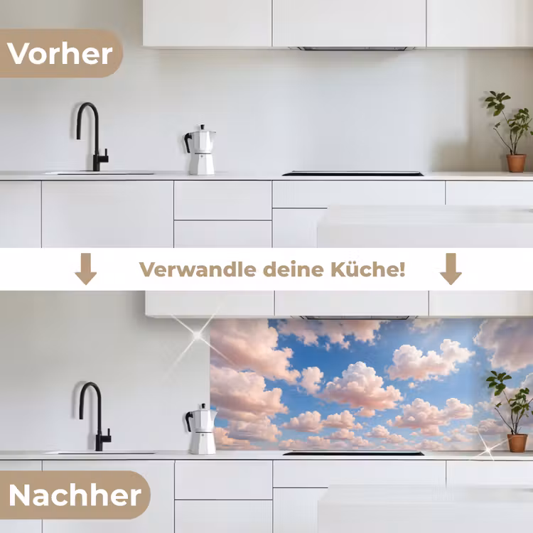 Wolken - Hemel - Natuur - Licht - Blauw keuken achterwand 2 middel -voor-na_DE