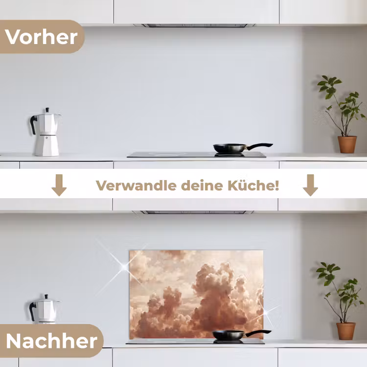 Wolken - Lucht - Natuur - Modern - Bruin keuken achterwand spatscherm klein -voor_na_DE