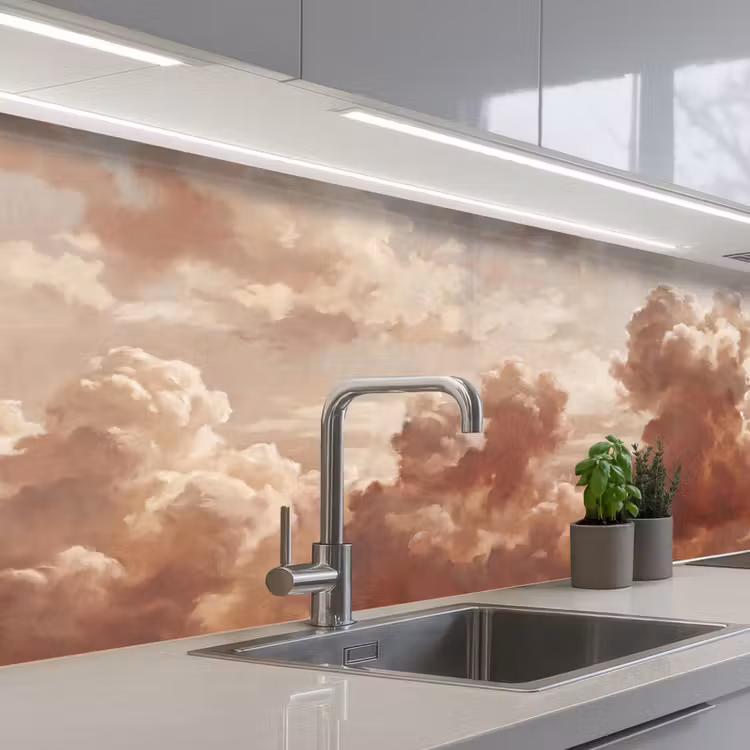 Wolken - Lucht - Natuur - Modern - Bruin keuken achterwand 2 middel -3d_schuin