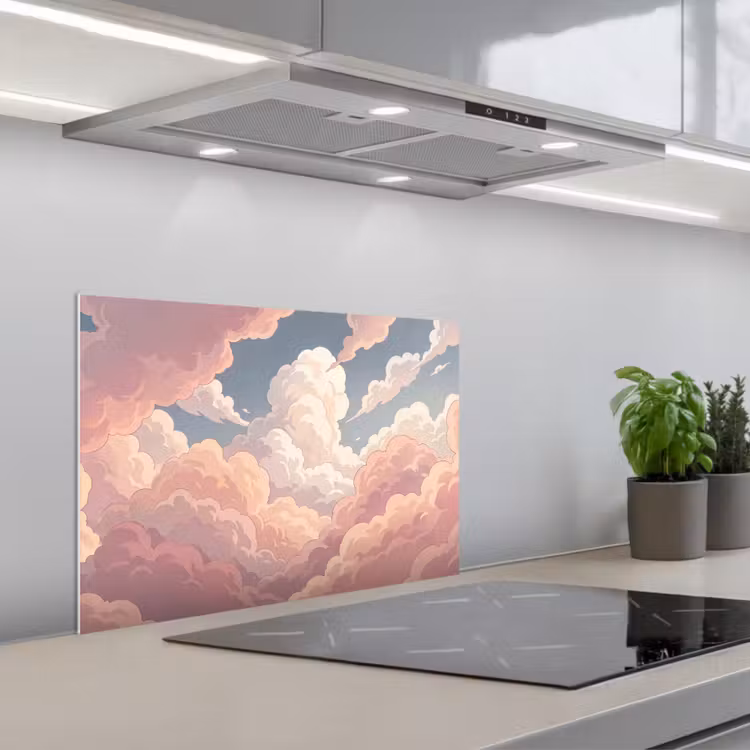 Wolken - Lucht - Natuur - Pastel - Roze keuken achterwand spatscherm klein -3d_schuin