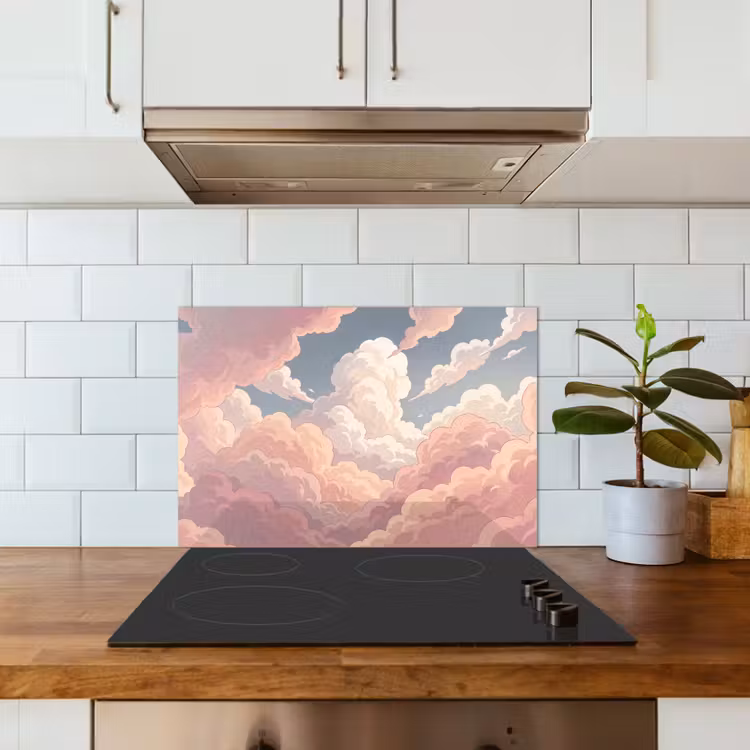 Wolken - Lucht - Natuur - Pastel - Roze keuken achterwand spatscherm klein -sfeer2