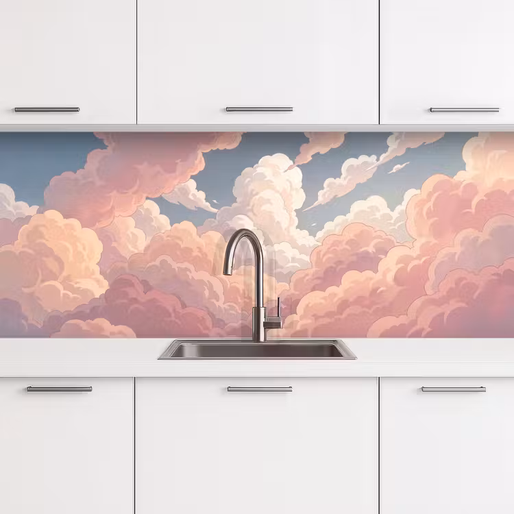 Wolken - Lucht - Natuur - Pastel - Roze keuken achterwand 2 middel -3d