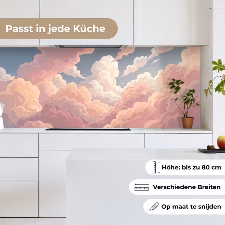 Wolken - Lucht - Natuur - Pastel - Roze keuken achterwand 2 middel -sfeer4_DE