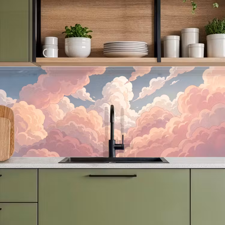 Wolken - Lucht - Natuur - Pastel - Roze keuken achterwand 2 middel -sfeer3