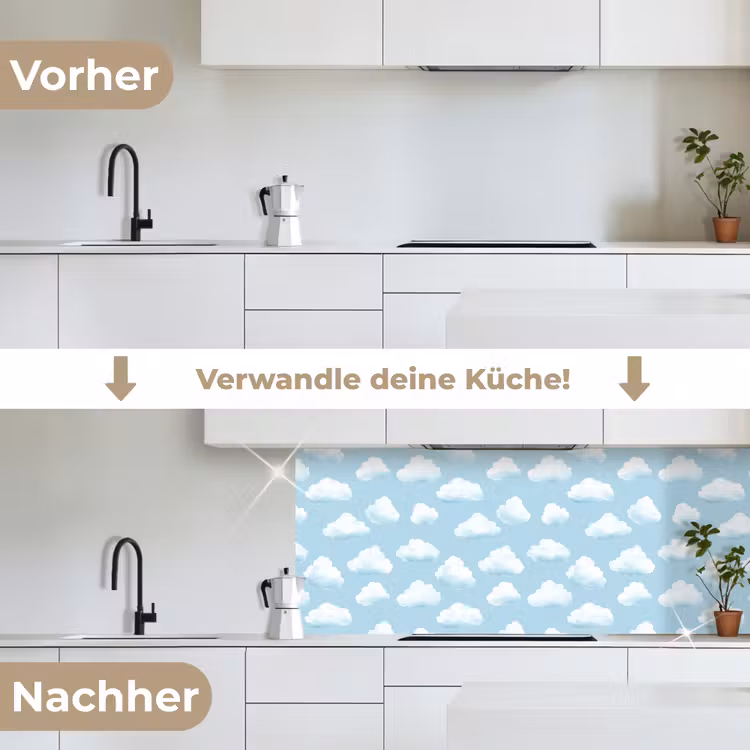Wolken - Illustratie - Blauw keuken achterwand 2 middel 871 -voor-na_DE