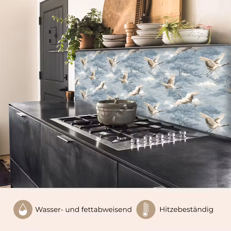 Wolken - Kraanvogels - Blauw keuken achterwand 2 middel 871 -usp_DE