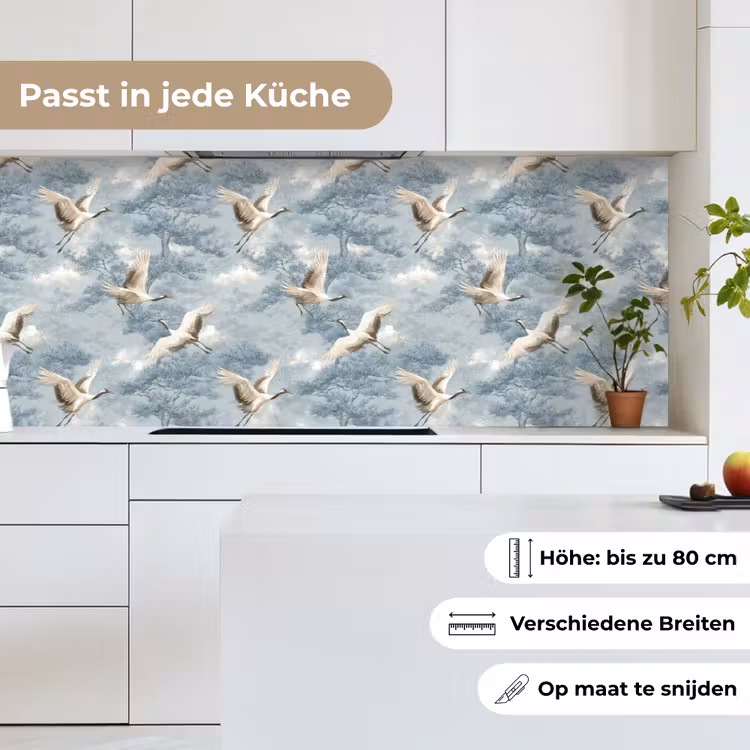 Wolken - Kraanvogels - Blauw keuken achterwand 2 middel 871 -sfeer4_DE