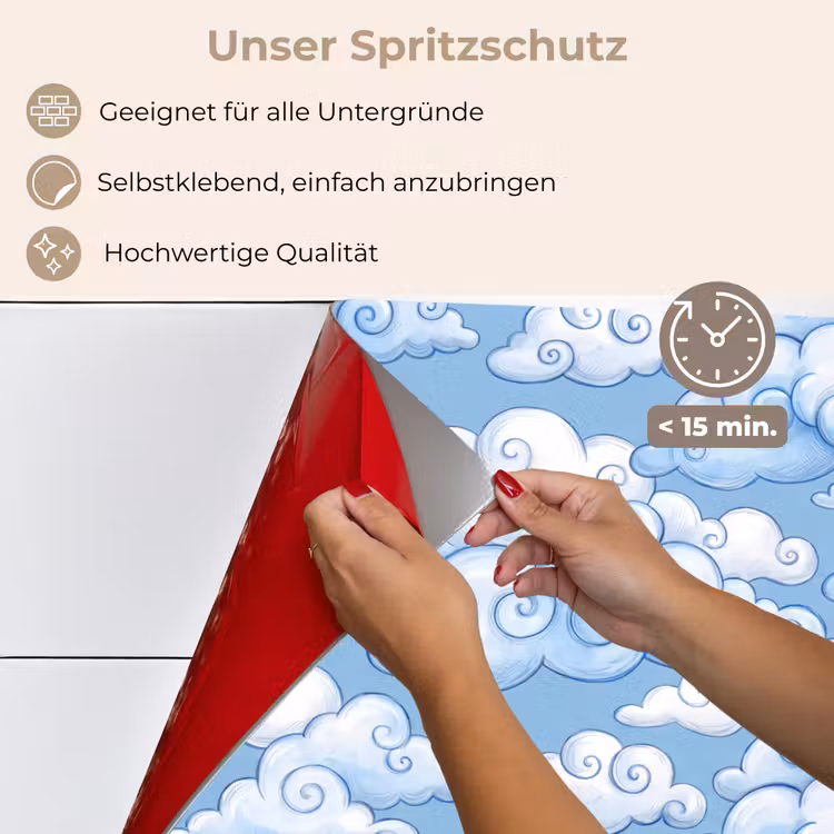 Wolken - Patroon - Hemel - Illustratie - Wit keuken achterwand spatscherm klein -spatscherm_DE