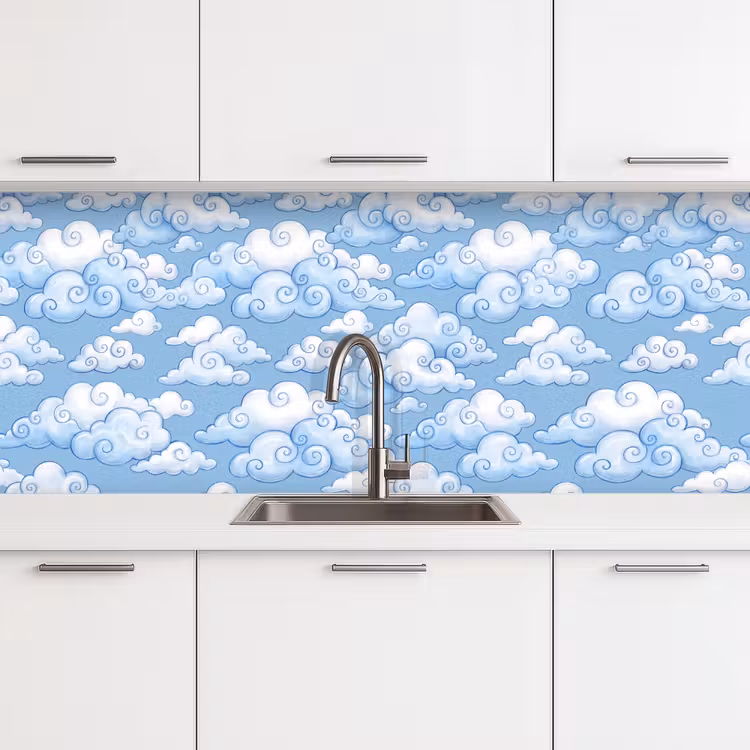 Wolken - Patroon - Hemel - Illustratie - Wit keuken achterwand 2 middel -3d