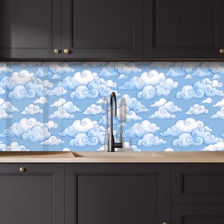 Wolken - Patroon - Hemel - Illustratie - Wit keuken achterwand 2 middel -sfeer1