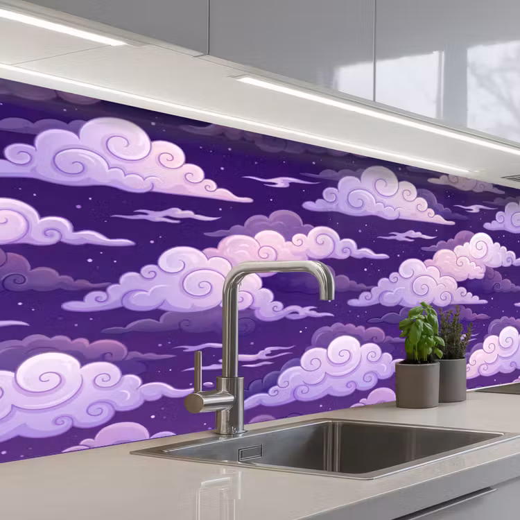 Wolken - Nacht - Natuur - Abstract - Paars keuken achterwand 2 middel -3d_schuin