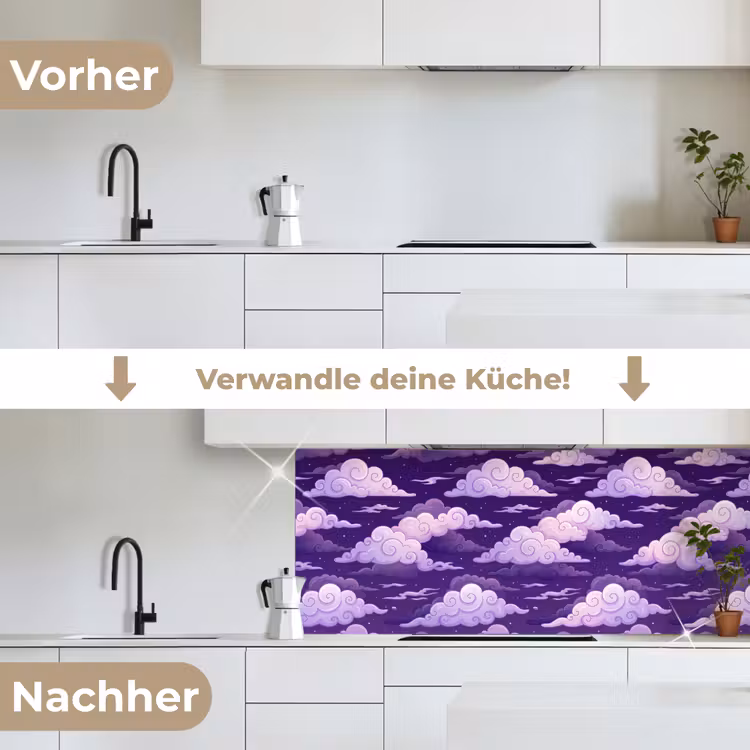 Wolken - Nacht - Natuur - Abstract - Paars keuken achterwand 2 middel -voor-na_DE
