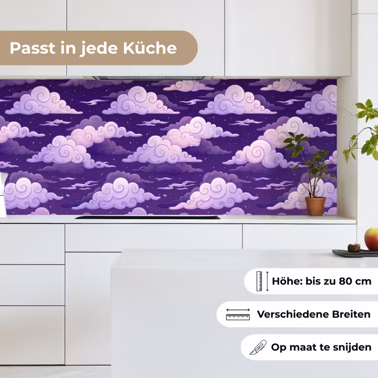 Wolken - Nacht - Natuur - Abstract - Paars keuken achterwand 2 middel -sfeer4_DE