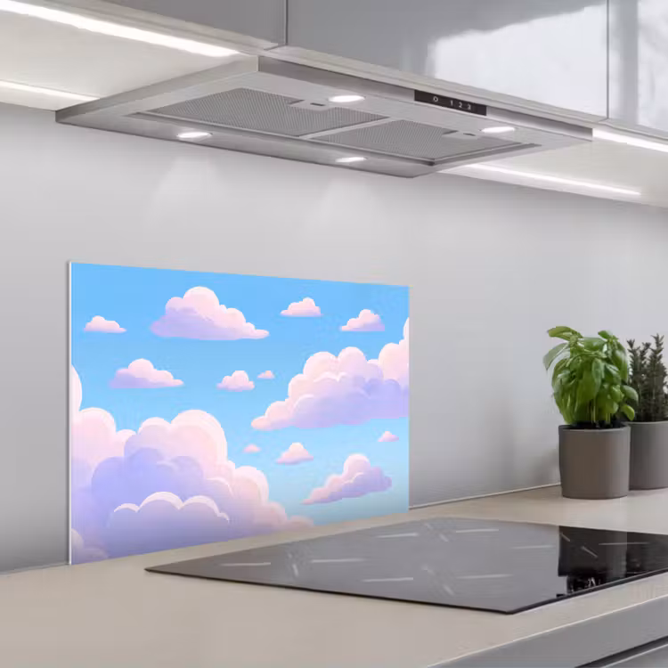 Wolken - Roze - Blauw - Natuur - Modern keuken achterwand spatscherm klein -3d_schuin