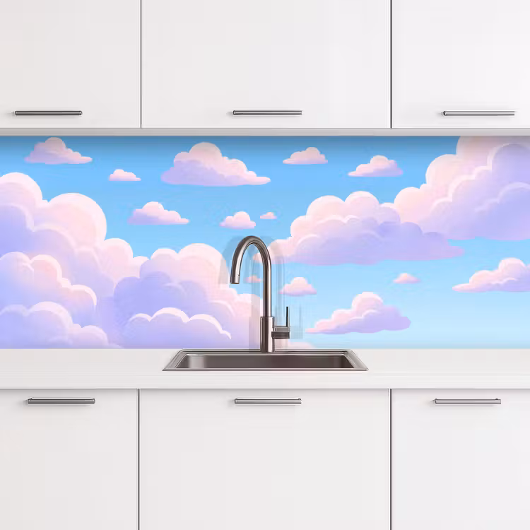 Wolken - Roze - Blauw - Natuur - Modern keuken achterwand 2 middel -3d